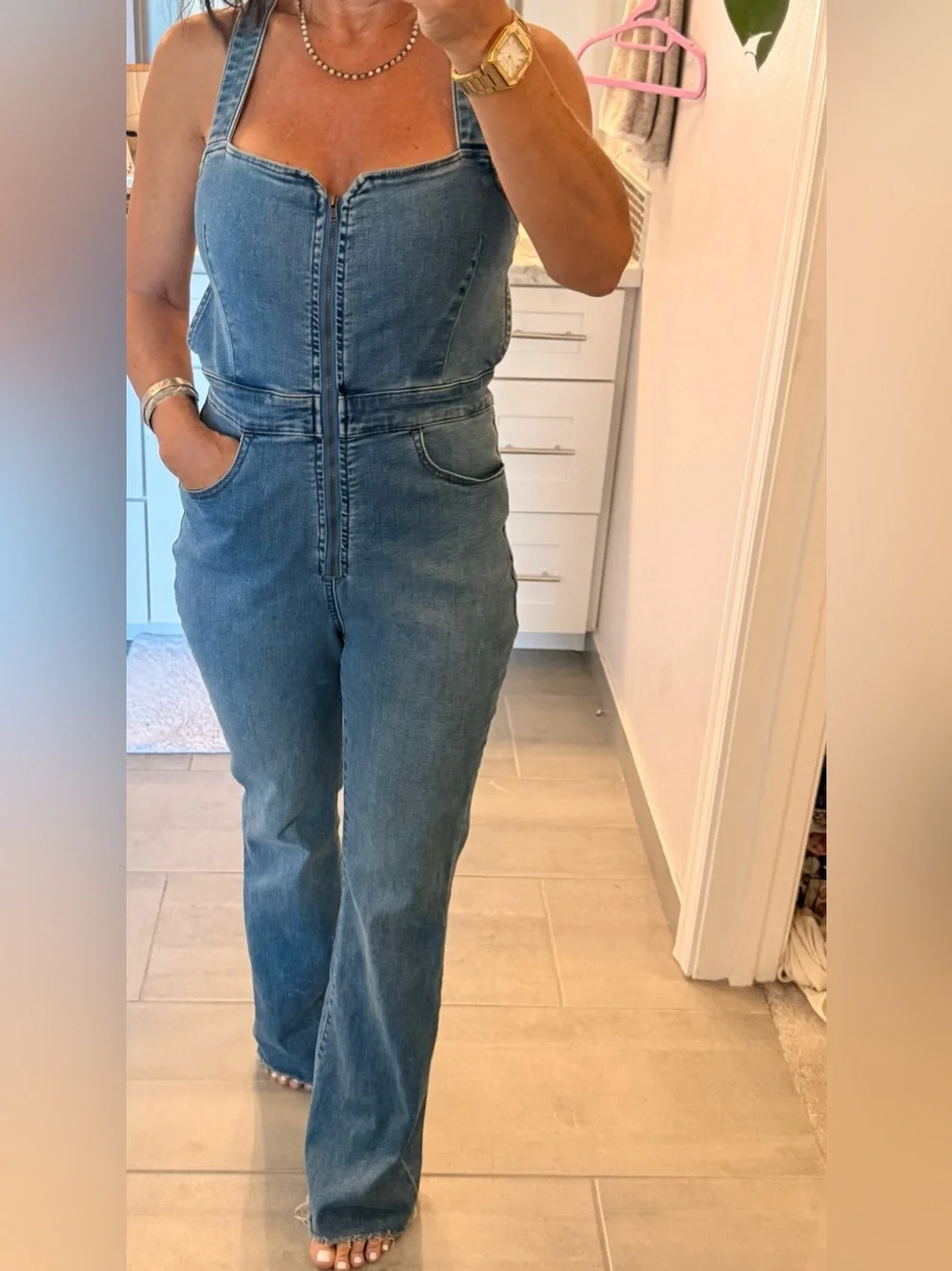 Free People Women’s Light Blue Denim Zip-Front Jeans